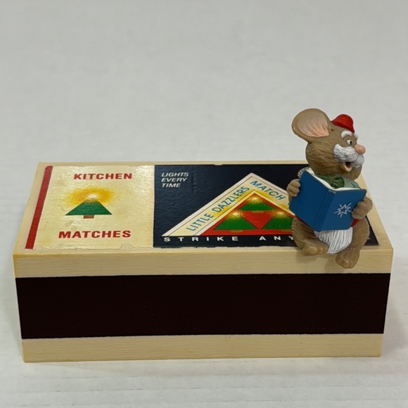 Vtg 1984 Hallmark Matchbook Mice Christmas Decoration Music Box - Picture 9 of 15